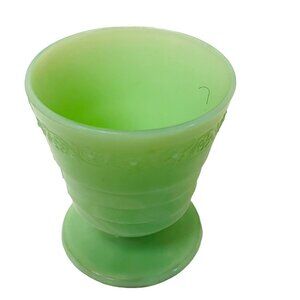 Vintage‎ McK Green Pedestal Vase Depression Glass 3 1/4"  x 3"